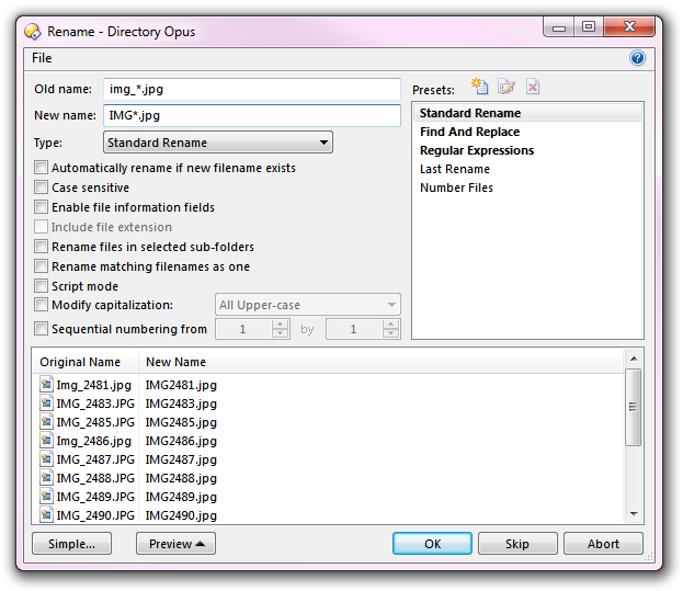batch file rename wildcard with extension